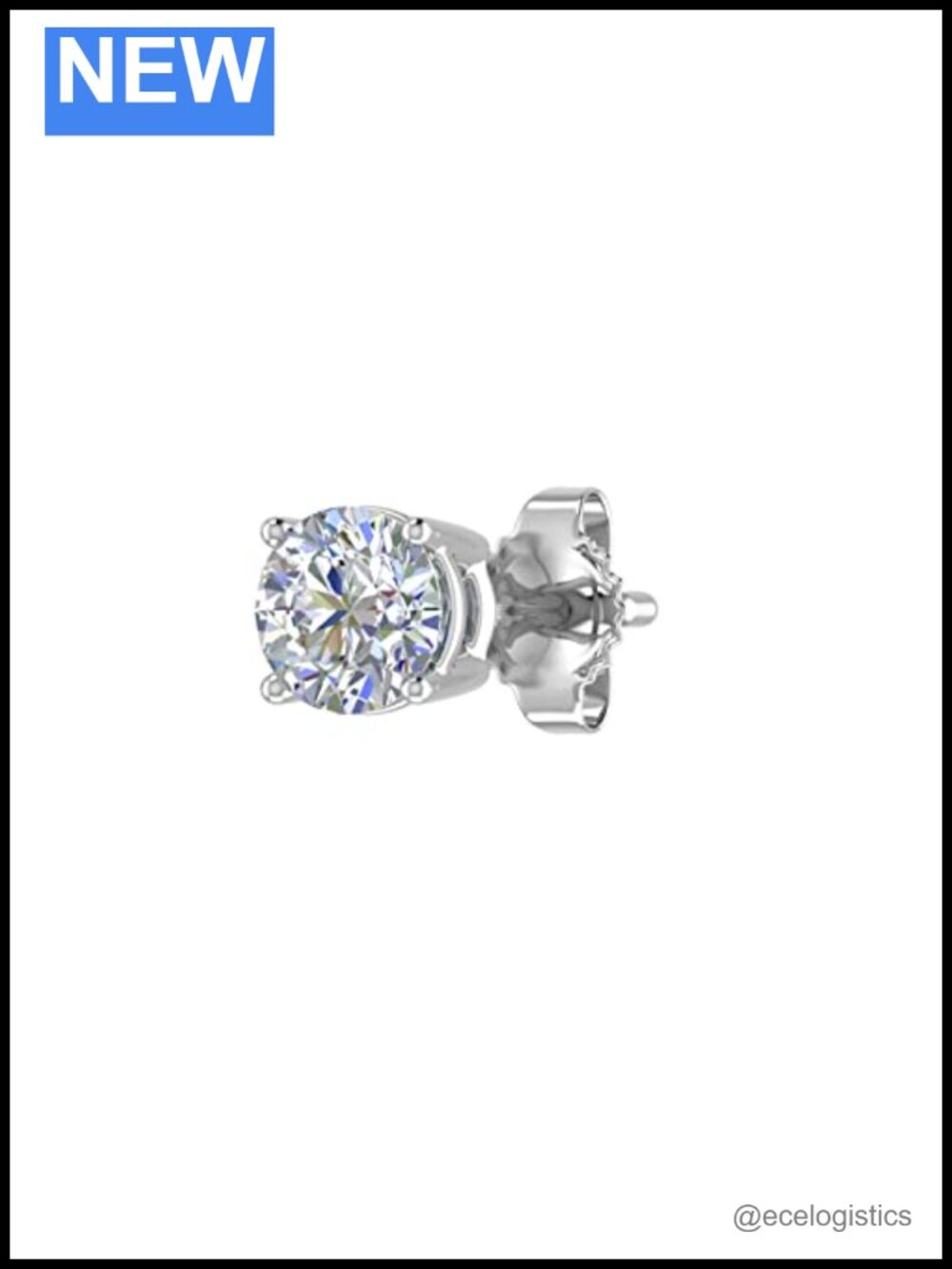 14K White Gold Diamond Stud Earring 1/4 Carat Single